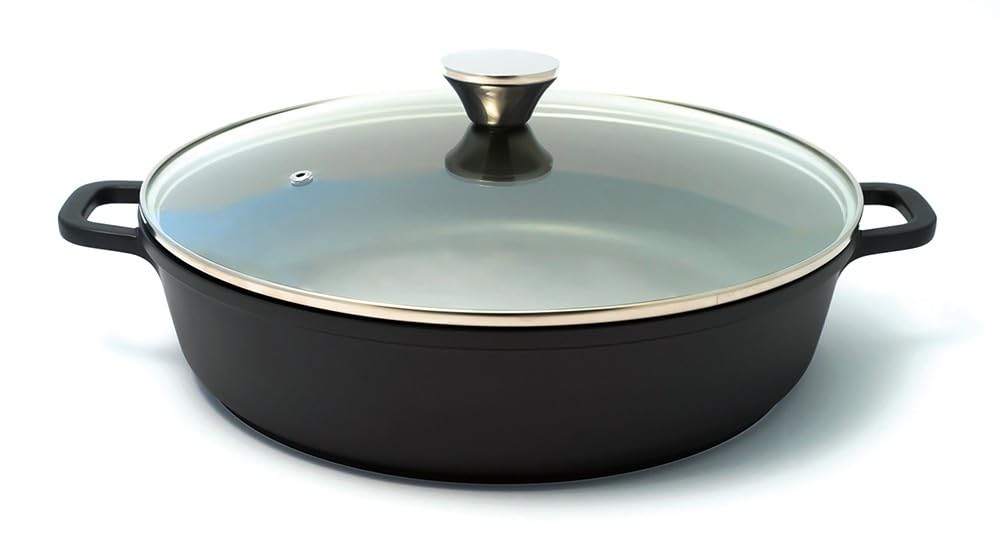 Baumalu Mijoteuse Basse 32 cm, braisière fonte aluminium, anti-adhérente