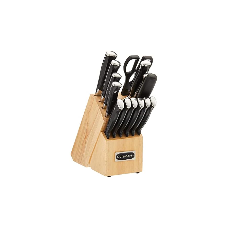 CUISINART Block Knife Set, 15pc Cutlery Knife Set with Steel Blades for Precise Cutting, Lightweight, Stainless Steel, Durable & Dishwasher Safe, C77BTR-15P