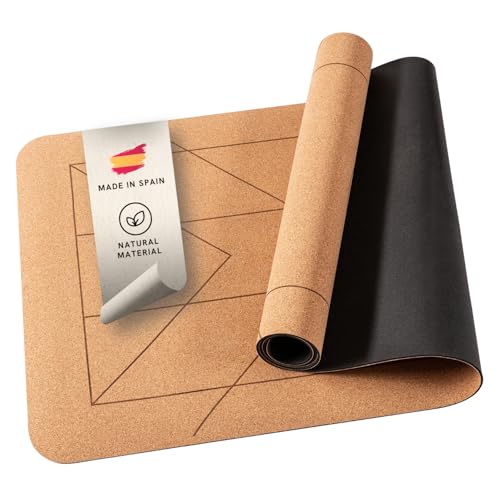 LOTUSCRAFTS® Yogamatta av kork och naturgummi – ARISE CORK, yogamatta halkfri med sweattsäker yta, yogamatta perfekt för varm yoga, yogamattor av...