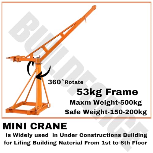 BUILDFORCE Electric Mini Lifting Crane with 4HP Electric Motor | 8mm Wire Thickness| 40 Meter Length of the Wire and 53kg Frame | Mini Crane Scale 500kg