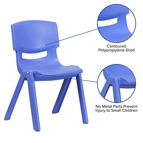 Flash Furniture 15.5 in Plastic Stackable School Chair, Blue, 4-Pack by Flash Furniture - Used condition - Image 5
