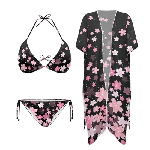 Bikini Sets for Women with Cover Up 3 Piece Swimsuits Adjustable Beachwear2