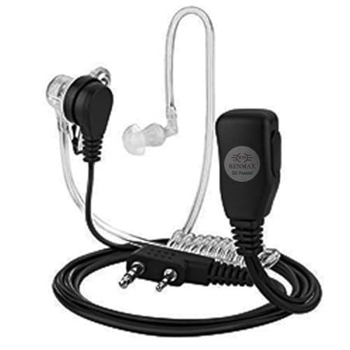 Image of RENMAX Air Acoustic Tube Covert Wired Earpiece Throat Mic Earphone Headset 2-Pin Audio Connector Suitable for Models VU-5R, BF-88S etc (Pack of 1)