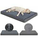 Favodormir Cama Perro Mediano-91x68x7 Cm, Colchón Impermeable para Perros, Una Cara de Piel Sintética, Cama Bifaz Ortopédica para Perros, Forro Impermeable, Extraíble y Lavable, Gris Oscuro