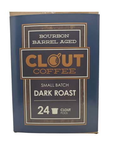Clout Coffee Bourbon Barrel Aged Coffee, Dark Roast, K-Cup Compatible Pods, 24 Count - Single Origin Colombian Beans, Aged In Fresh Dumped Barrels, Single Serve Coffee Pods For Keurig K-Cup Brewers #TOP15