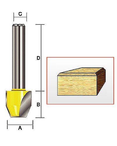 Kempston 157021 Bevel Trim Bit, 1/4-Inch Shank, 1/2-Inch Cutting Diameter by 1/2-Inch Cutting Length by 30D