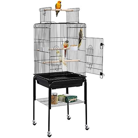 Yaheetech Jaula para Pájaros con Techo Abierto y Soporte con Ruedas Cover