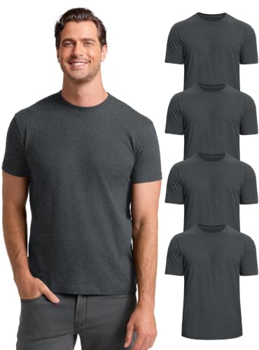 Image of Mens T-Shirts Crew Neck Shirts Athletic Fitted Plain Basic Tees Soft Cotton Blend Comfort T Shirts for Men