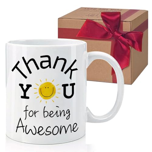 HIWERAN Thank You Mug Gift for Coworker Employees Teachers Boss Manager Mom Dad, Employee Appreciation Gifts, Appreciation Gifts for Coworkers, Thank You for Being Awesome Coffee Mug 11Oz