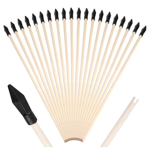 BEXEED® Ersatzpfeile mit Gummispitze für Pfeil und Bogen Kinder Holz Set (10 STK Ersatzpfeile Outdoor) 5 20er Pack Holzpfeile, 45cm Bambus Ersatzpfeile mit Gummispitze zum Schießpfeile, Hohe Sicherheit Holzpfeile für Bogenschießen für Anfänger Pfeil, Bogen Zielübung, Schießbogen Outdoor und Topf werfen