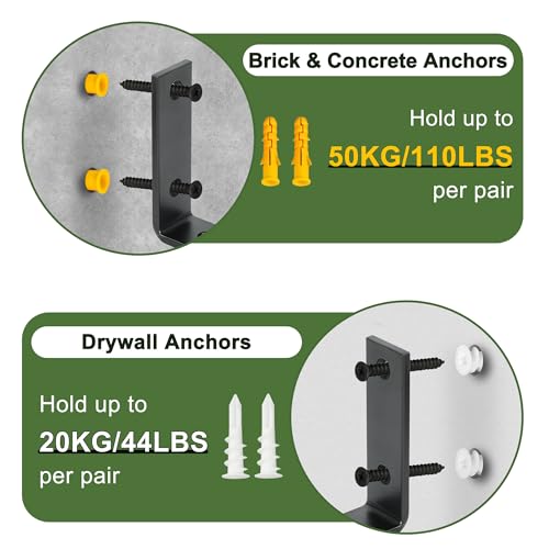 SAYAYO Black Shelf Brackets Heavy Duty 5MM Thick Angle Bracket Metal L Brackets for Shelves Wooden Shelf Bracket & Supports Wall Hanging Corner Brace - Image 2