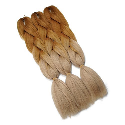 Synthetic Yaki Straight Ombre Jumbo Braiding Hair Extensions High Temperature Fiber Crochet Braids Hairstyles (Dark Light Blonds)