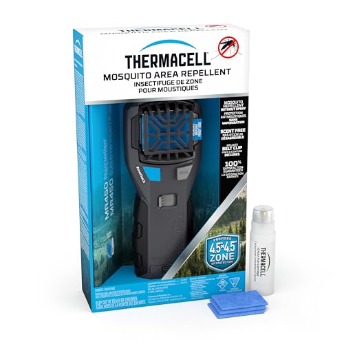 Thermacell Mosquito Portable Adventure MR450 Repeller;Includes 12-Hour Refill & Belt Clip; 15 Foot (4,5 m) Zone of Protection; Effective Mosquito Repellent; Deet Free Bug Spray Alternative; Scent Free