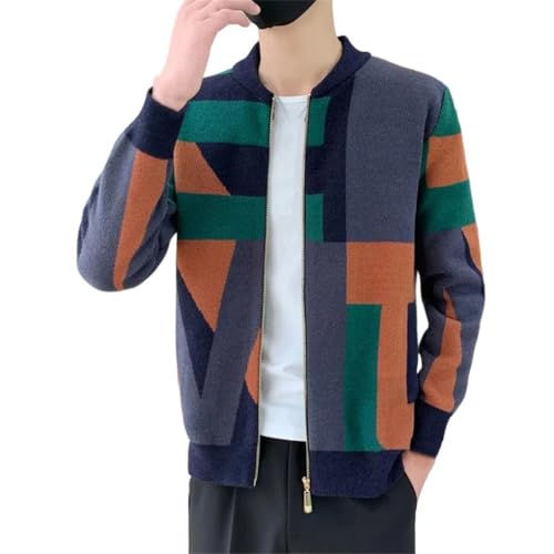 Men's Casual Knitted Men's Sweater Youth Versatile Sweater Cardigan Cardigan Patchwork