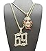 BLINGFACTORY Hip Hop Iced Gold Plated Saw Inspired & 69 Pendant & 3mm 20