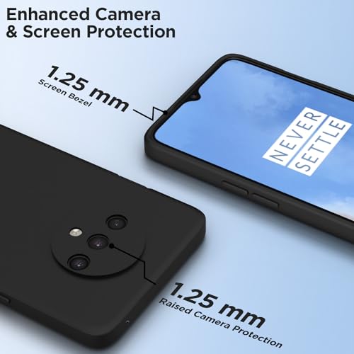 Image of Outlouders Back Cover for OnePlus 7T | Camera Protection | Durable Soft Matte Silicone Bumper Case (Black)