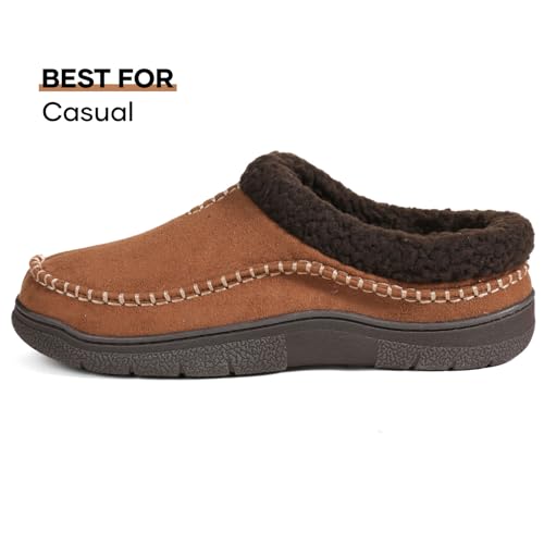 image for Zigzagger Men's Slip On Moccasin Slippers, Indoor/Outdoor Warm Fuzzy C