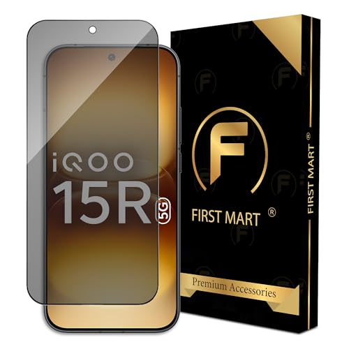Image of FIRST MART Privacy Tempered Glass for iQOO 15R | Anti-Spy Screen Protector, Edge-to-Edge 9H Scratch Protection, Case-Friendly, Bubble-Free | Pack of 1