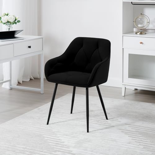 Lot 4 Chaises Velours Noir Rembourrées 150 kg WOLTU