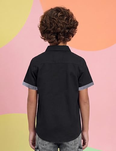 Image of Amazon Brand - Symbol Boys 100% Cotton Solid Casual Shirt | Half Sleeves | Regular Fit | Age 2-14 Years