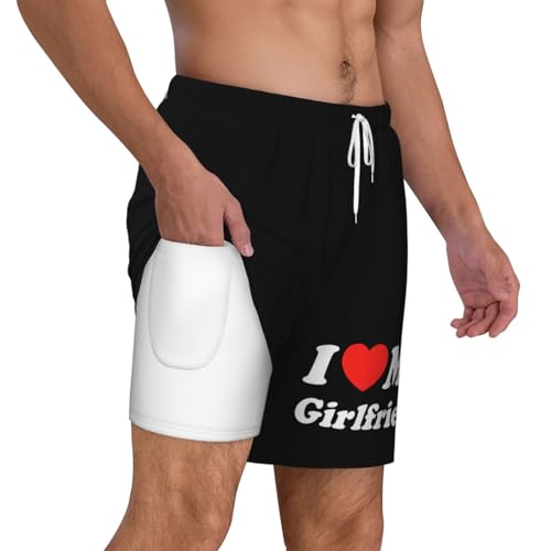 2 in 1 Mens I Love My GF Girlfriend Swim Trunks I Heart My GF Girlfriend Swim Shorts Swim Suits Board Shorts3