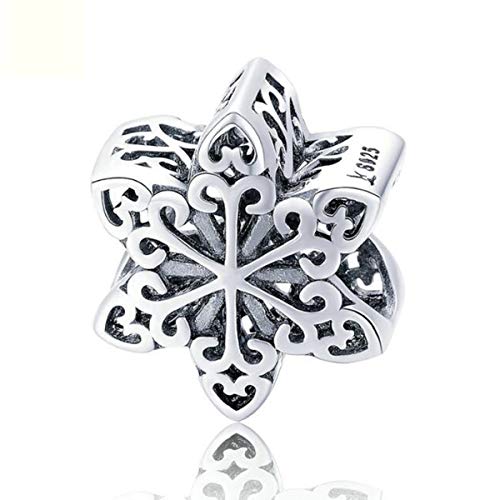 Snowflake Charms Authentic 925 Sterling Silver Charm Beads Christmas Charms Rose Gold Charms for Bracelets (Snowflake Charm Silver)
