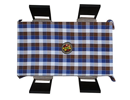 Image of AIRWILL Cotton Jacquard Dobby Checks with Multicolor Combos of 4 /6 Seater Tablecloth, Sized 140cm Width and 140cm Length