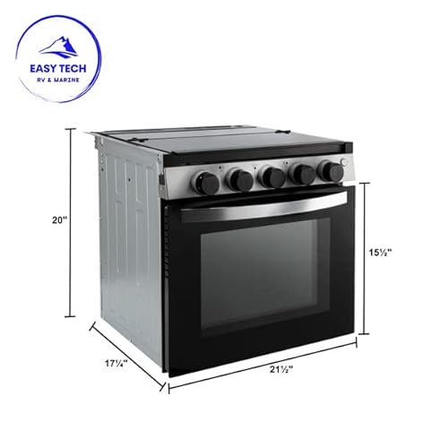 EASY TECH RV Stove Gas Range 21" Greystone Stove Light Up Temperature