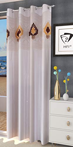 Image of LaVichitra Polyester Door Curtain with Designer Net (7ft, Cream) -1 Piece