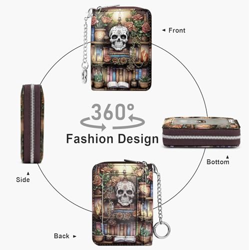 Image of Mayski Credit Card Holder, Zipper Credit Card Wallet for Women, Small Accordion Card Cases Holder, KeyChain Wallet, Business Card Holder, Bookshelf