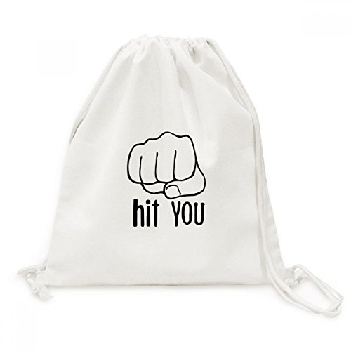 Sac cordon personnalisé motif poing noir en toile idéal pour le sport et les sorties