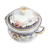 Ciieeo Haushalts Suppentopf Emaillierter Kochtopf mit Deckel Doppelte für Gas und Induktionsherde Hitzebeständig und Tragbar für Eintöpfe und Suppen