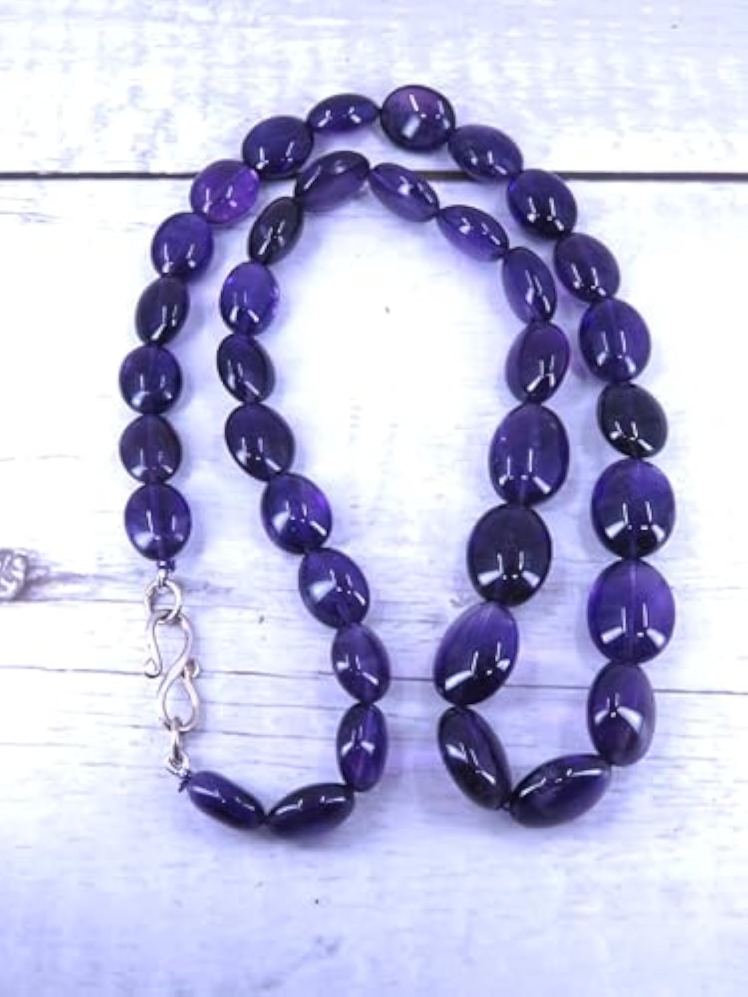 Unisex Purple African Amethyst Beads Necklace, Gemstone