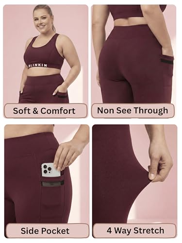 Image of BLINKIN Plus Size Gym Pants for Women's Workout - The Ultimate Yoga Pants | Workout Lowers | Mesh Leggings |Gym Track Pants for Women (PLUSS-2012)