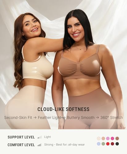 Image of FeelinGirl Bras for Women Wireless Bralettes No Underwire Unlined Seamless Everyday Bras 3-Pack