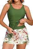 Arolina Womens Tankini Swimsuits for Women with Skirt Bathing Suits Two Piece Tummy Control Swimsuit Ladies Swimwear Army Green