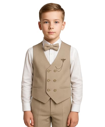 Ensemble gilet croisé texturé garçon 5 pièces de 2 à 13 ans