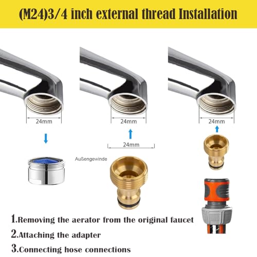 Uni-Fine 4 Pieces 3/4 Inch Universal Faucet Connectors, Brass Male Faucet Connector, Faucet Adaptor, Household Connector - Image 3
