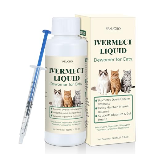 Yakucho lvermect for Cat Dewomax Liquid Digestive Support Broad Spectrum Gut Balance Formula for Kittens & Adult Cats Supports Internal Cleanse & Natural Wellness 3.5 oz (100ml)