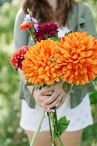 Hollyone 6'' Large Artificial Chrysanthemum Flowers with 25.6'' Long Stem - Image 4