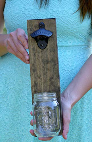 Rustic Wall Mounted Bottle Opener with Cap Catcher - Decorative Mason Jar Beer Opener for Groomsmen Gifts and Bar Decor - Image 3