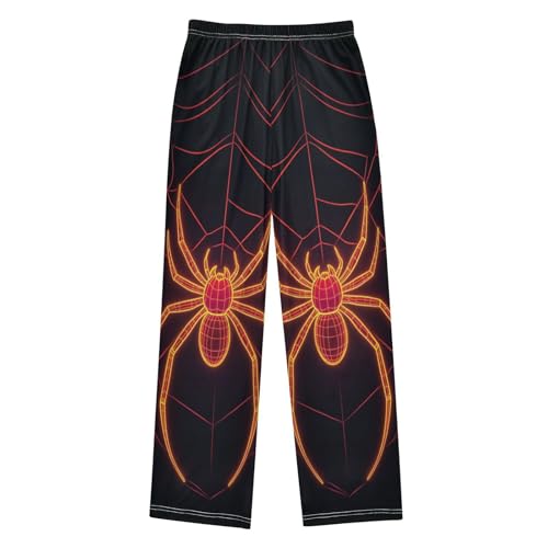 Pajama Pants Neon Orange Spider Hanging Long Sleep Pants Lounge Bottoms2