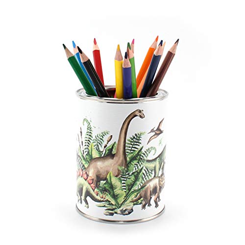 Pot à crayons, motif de dinosaure, avec 12 crayons de couleur triangulaires, pour enfants, organisateur de bureau pour garçon