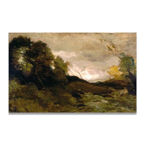 Toile paysage campagne française déco salon chambre tableau vintage 70x112cm