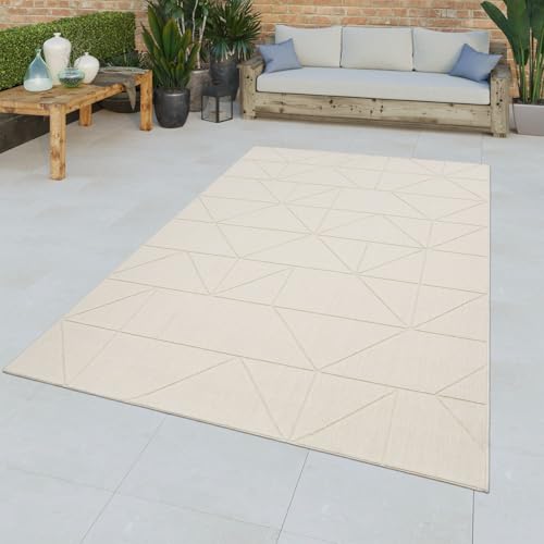 TT Home In-& Outdoorteppich Wetterfest Terrasse Esszimmer Geometrische Abstrakte Optik, Farbe: Creme, Größe:200x290 cm TT Home In-& Outdoorteppich Wetterfest Terrasse Esszimmer Geometrische Abstrakte Optik, Farbe: Creme, Größe:200x290 cm
