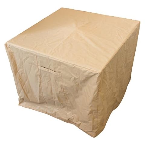 Hiland HVD-PRPC-CVR Heavy Duty Waterproof Conventional Propane Fire Pit Cover-30 x 30 x 25-Tan, Square Cover