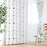 満天カーテン カーテン レース付き 4枚セット 遮光 1級 【1級 遮光カーテン 2枚 レースカーテン ポルテ 2枚 合計4枚セット】 遮光カーテン 北欧 おしゃれ 断熱 形状記憶加工 洗濯機OK フィオーレSET-ベージュ 幅100cm 丈175cm (レース丈は-2cm)