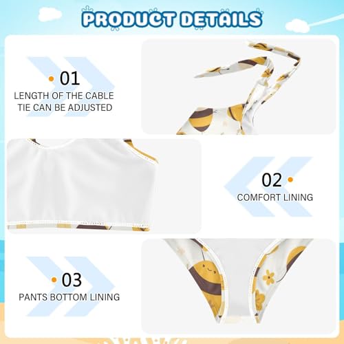 KLL Cute Bee Pattern Girl Two Piece Bikini Set Quick-Dry Swimsuits Swimming Suits Cute Shoulder Strap4