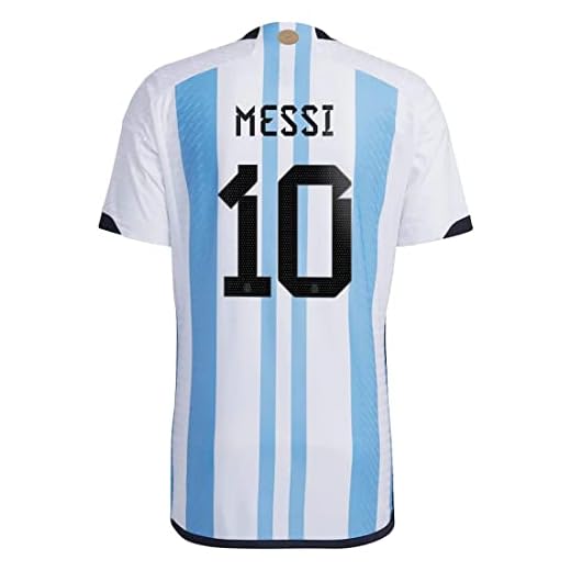 Messi #10 Argentina Home Men's World Cup Authentic Soccer Jersey 22/23 (as1, Alpha, x_l, Regular, Regular) White/Light Blue