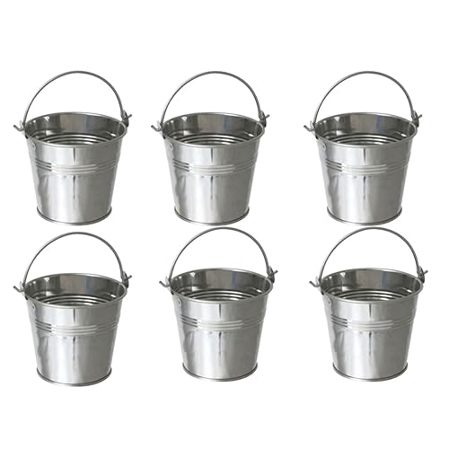 Alipis 10pcs Tin Pail Tinplate Metal Bucket for Icing French Fries Mini Tinplate Metal Bucket Small Iron Handle Fashionable Design for Long-lasting Use